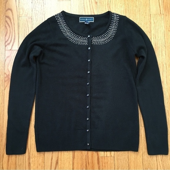 Karen Scott luxsoft button Up Black cardigan - Picture 9 of 13